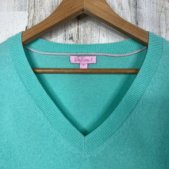 Lilly Pulitzer Womens Sweater Medium Mint Green 100% Cashmere Preppy Pastel Top - Picture 2 of 12